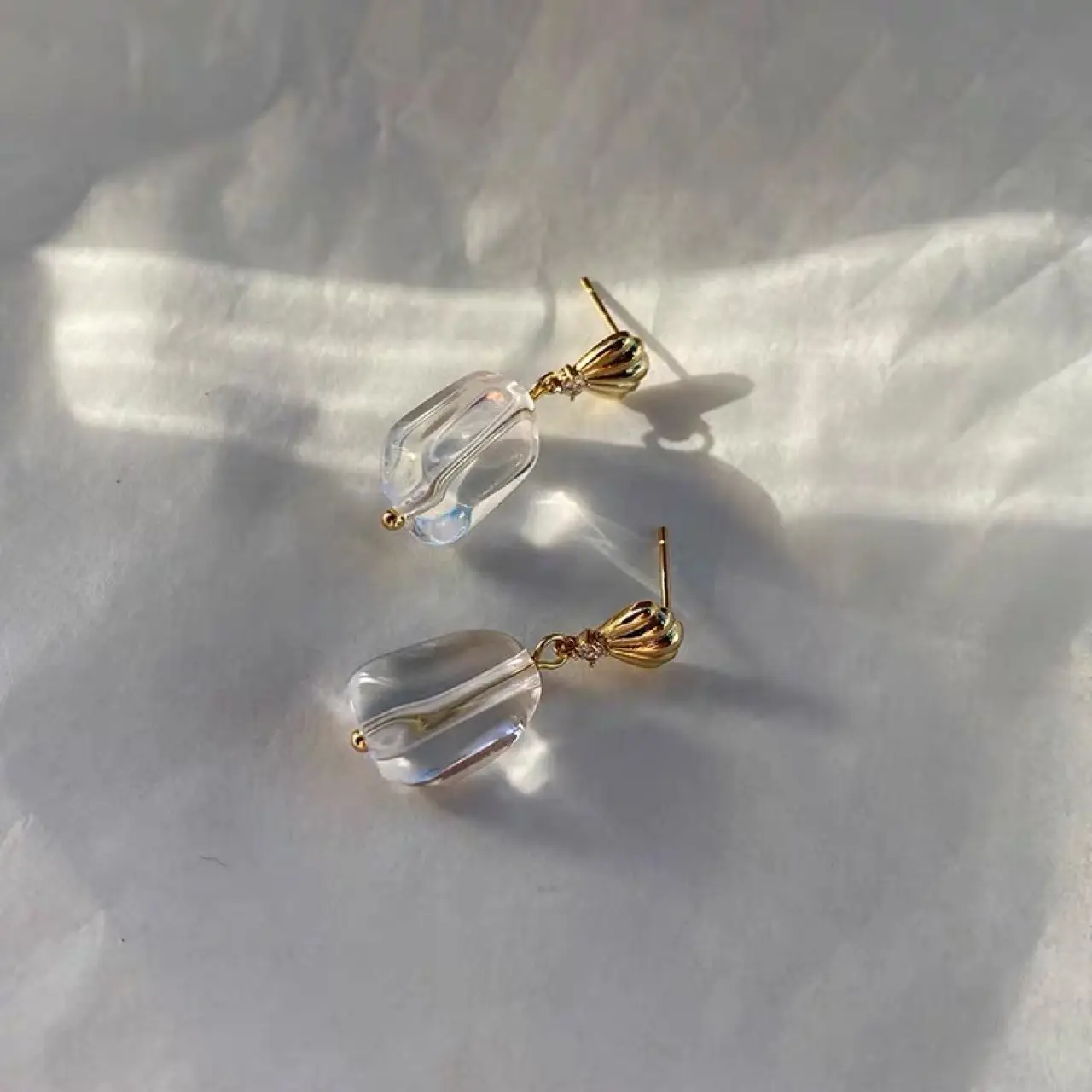 Crystal Earrings Natural White Cool Sea Style - Image 2