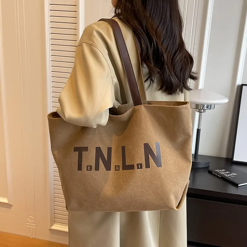 Women Canvas Large Tote Bag Black 2026 - Image 7