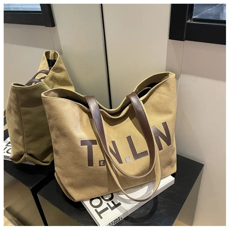 Women Canvas Large Tote Bag Black 2026 — feature 18