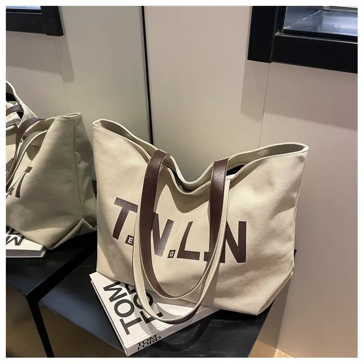 Women Canvas Large Tote Bag Black 2026 — feature 21