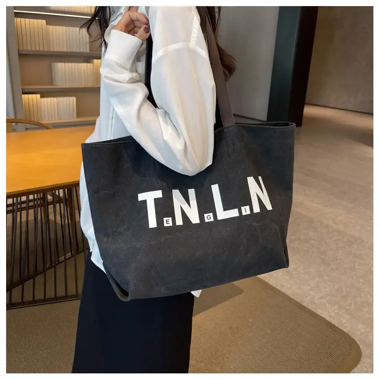 Women Canvas Large Tote Bag Black 2026 — feature 23