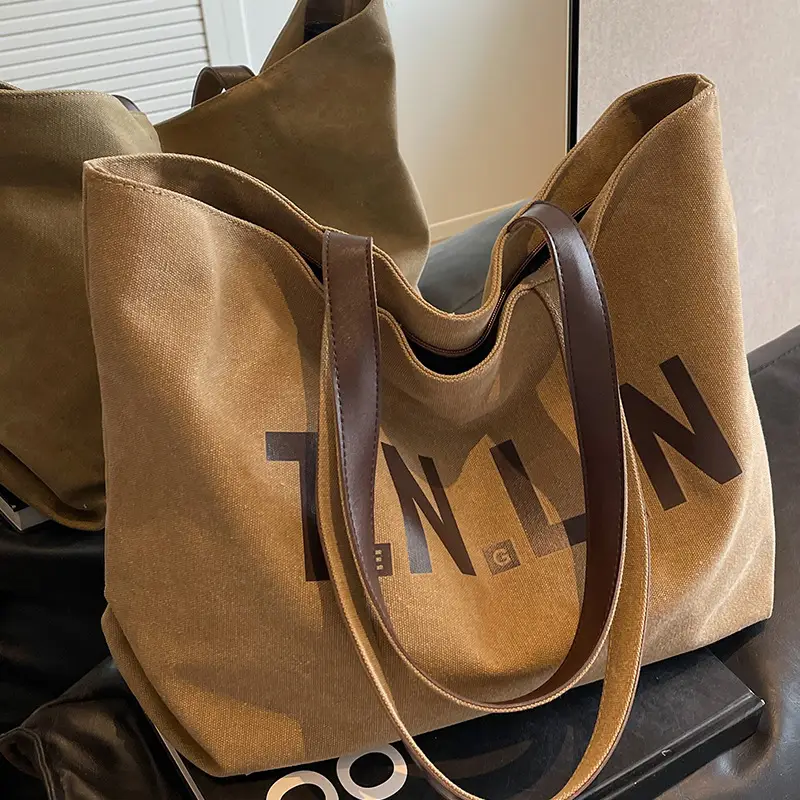 Women Canvas Large Tote Bag Black 2026 - Image 2