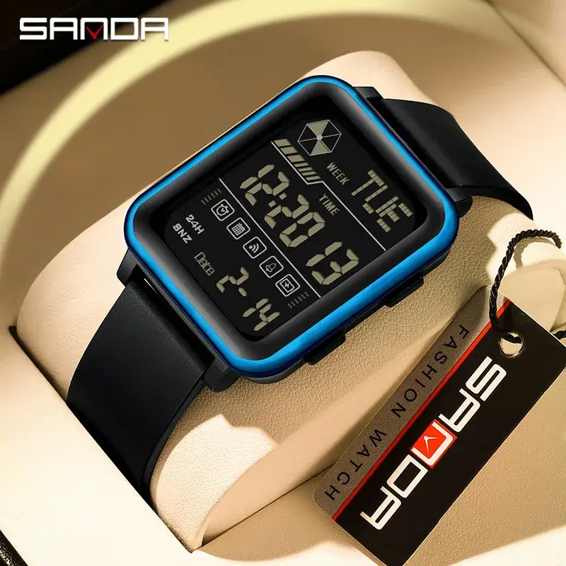 Sanda Digital Men's Watch 14:08 Waterproof Black