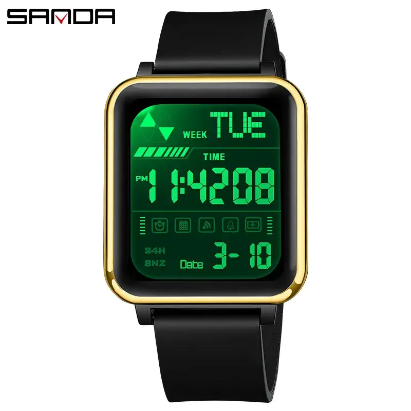 Sanda Digital Men's Watch 14:08 Waterproof Black
