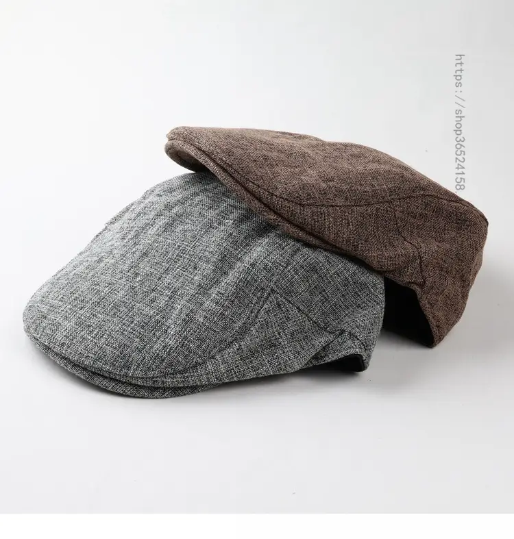 British Retro Cotton Linen Peaked Cap for Men Women — feature 5