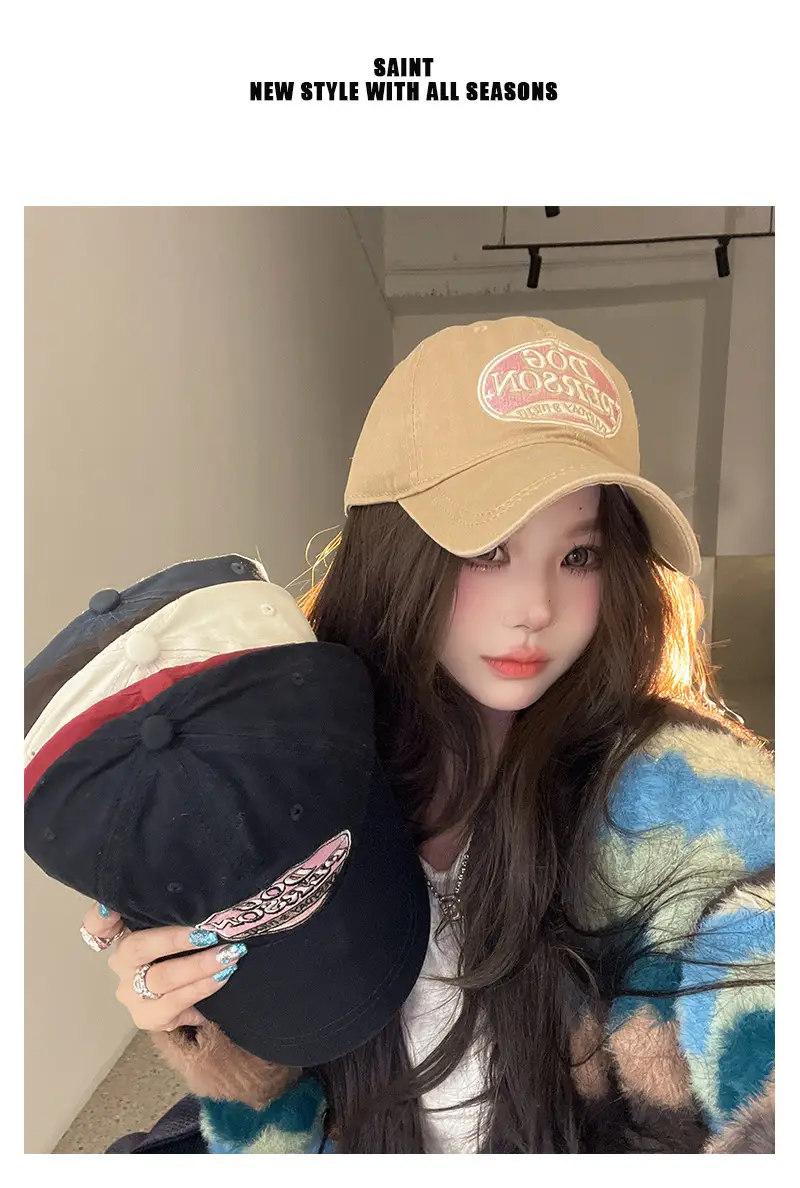 Women's Korean-style Embroidered Beige Cap — feature 1