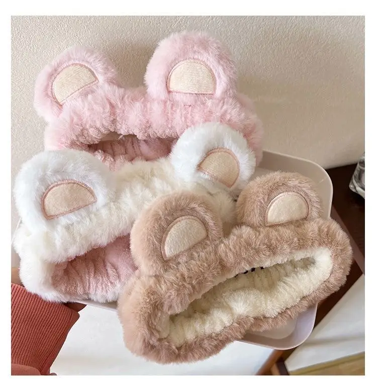Plush Bear Hairband for Girls Pink Autumn Winter — feature 11
