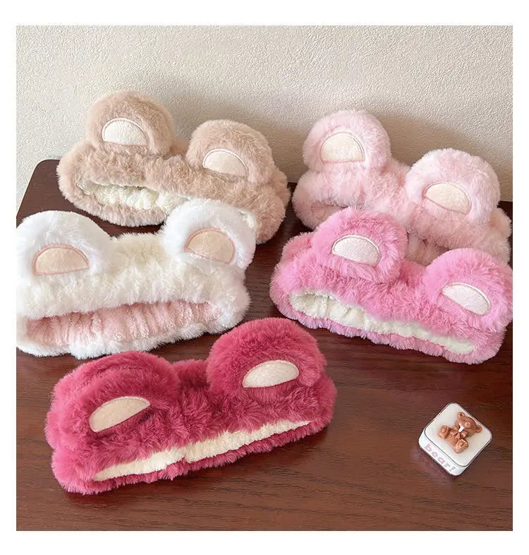 Plush Bear Hairband for Girls Pink Autumn Winter — feature 12