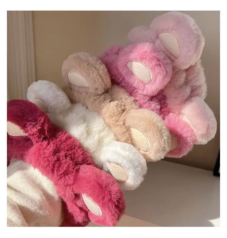 Plush Bear Hairband for Girls Pink Autumn Winter — feature 8