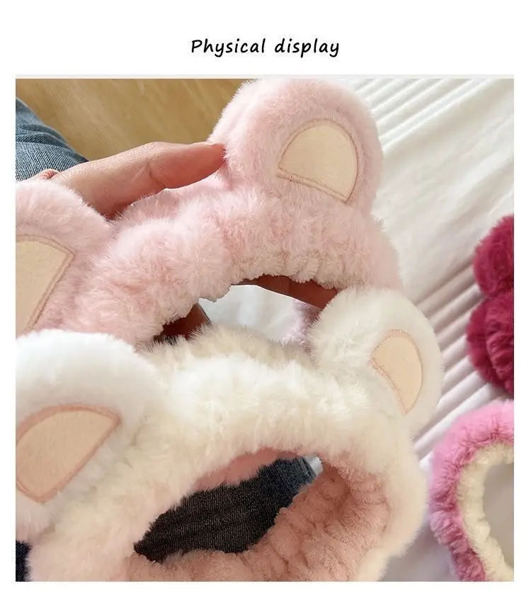 Plush Bear Hairband for Girls Pink Autumn Winter — feature 9