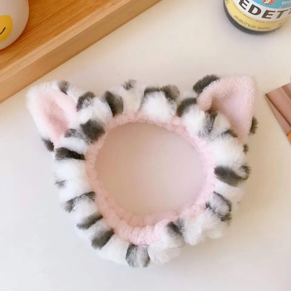 Plush Bear Hairband for Girls Pink Autumn Winter