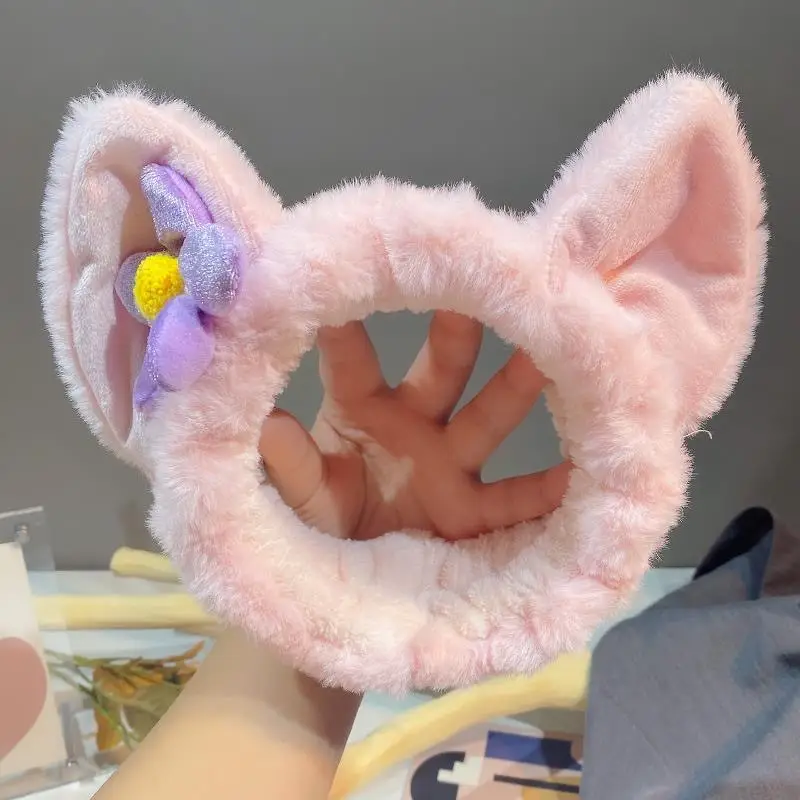 Plush Bear Hairband for Girls Pink Autumn Winter