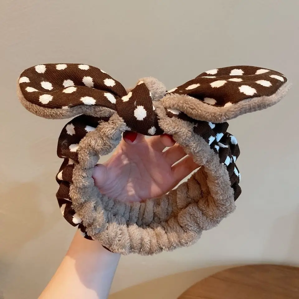 Plush Bear Hairband for Girls Pink Autumn Winter