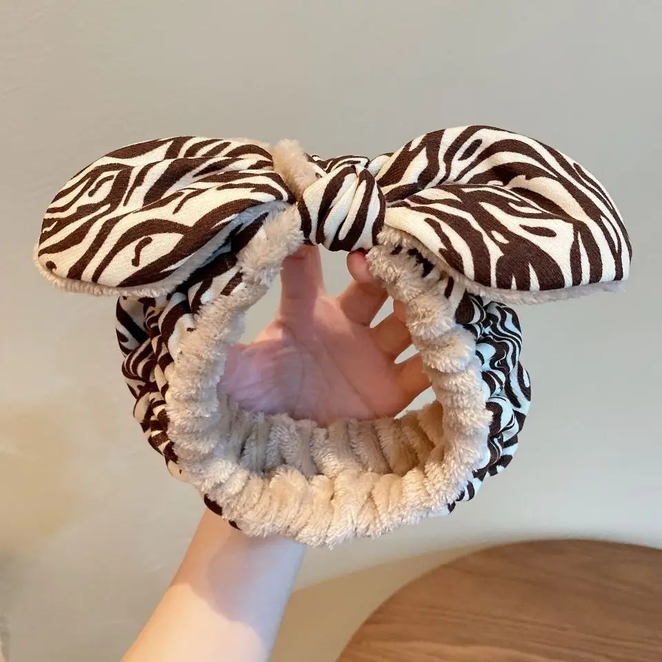 Plush Bear Hairband for Girls Pink Autumn Winter