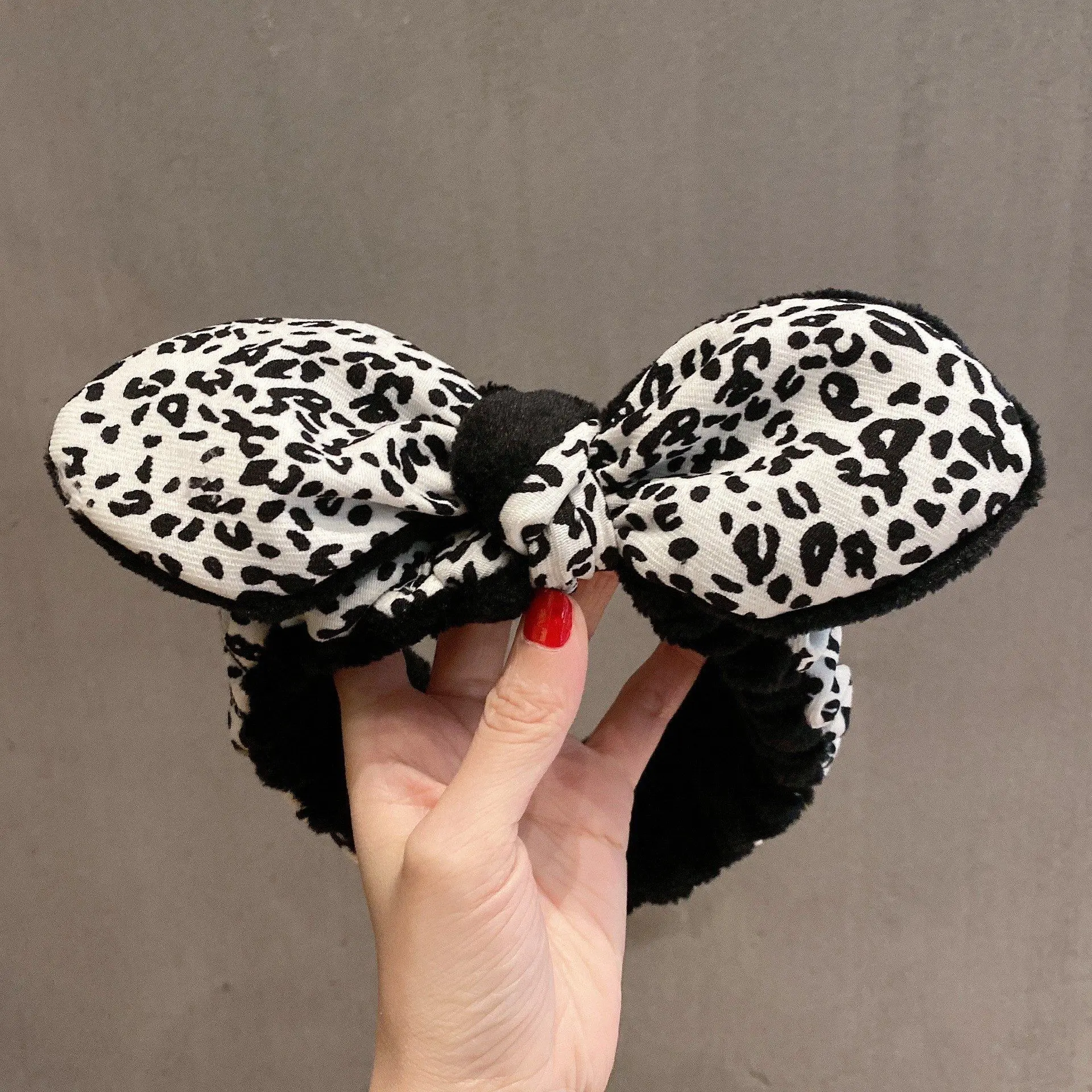 Plush Bear Hairband for Girls Pink Autumn Winter