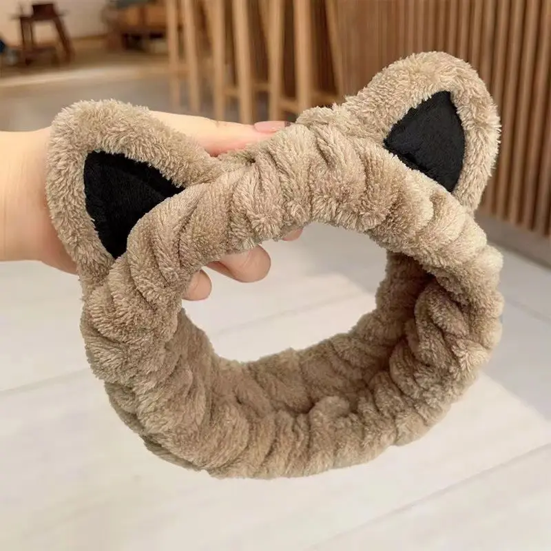 Plush Bear Hairband for Girls Pink Autumn Winter