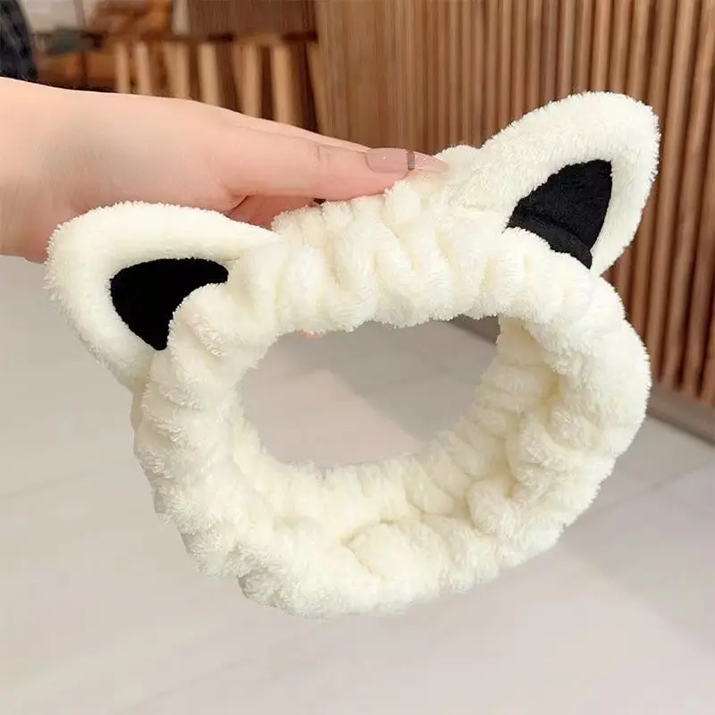 Plush Bear Hairband for Girls Pink Autumn Winter
