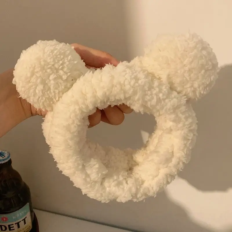 Plush Bear Hairband for Girls Pink Autumn Winter