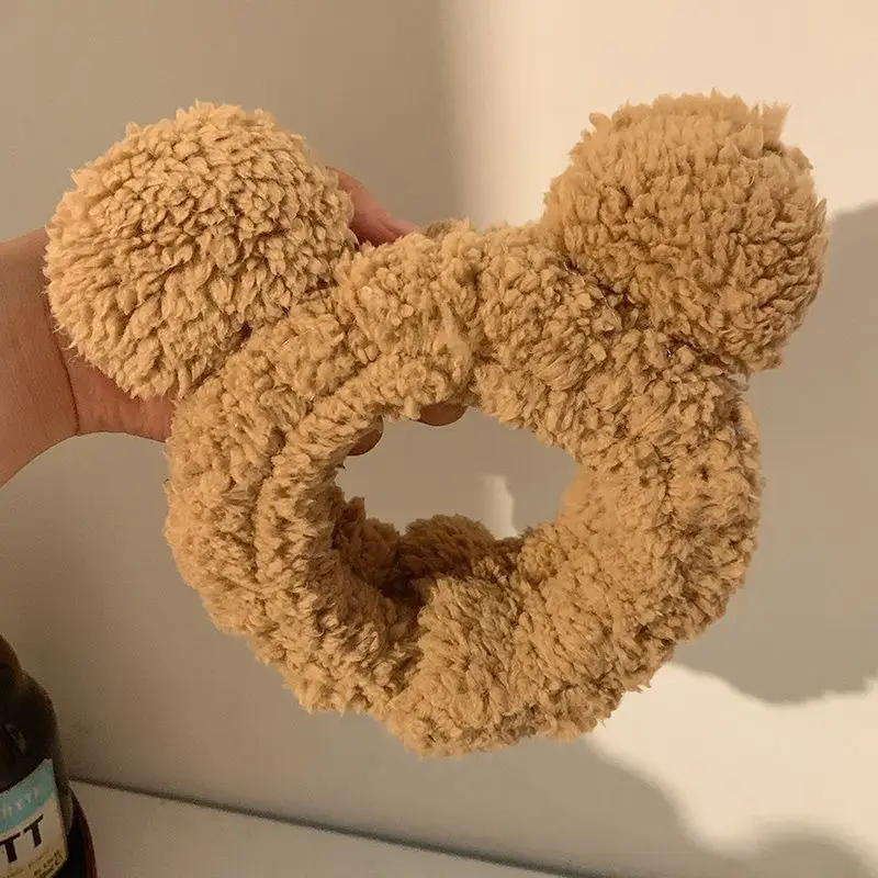 Plush Bear Hairband for Girls Pink Autumn Winter