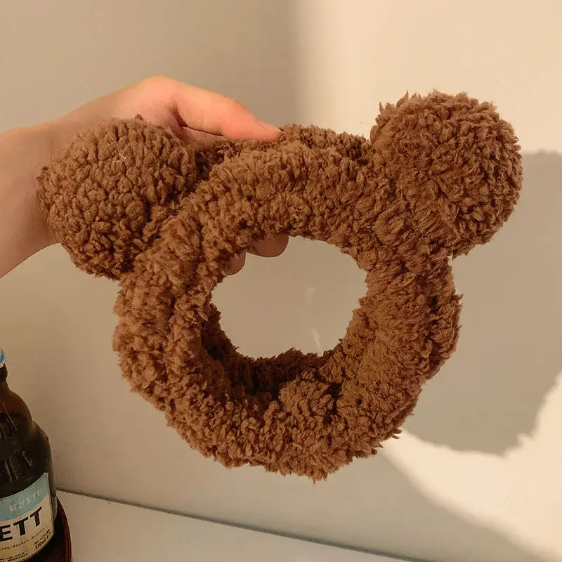 Plush Bear Hairband for Girls Pink Autumn Winter