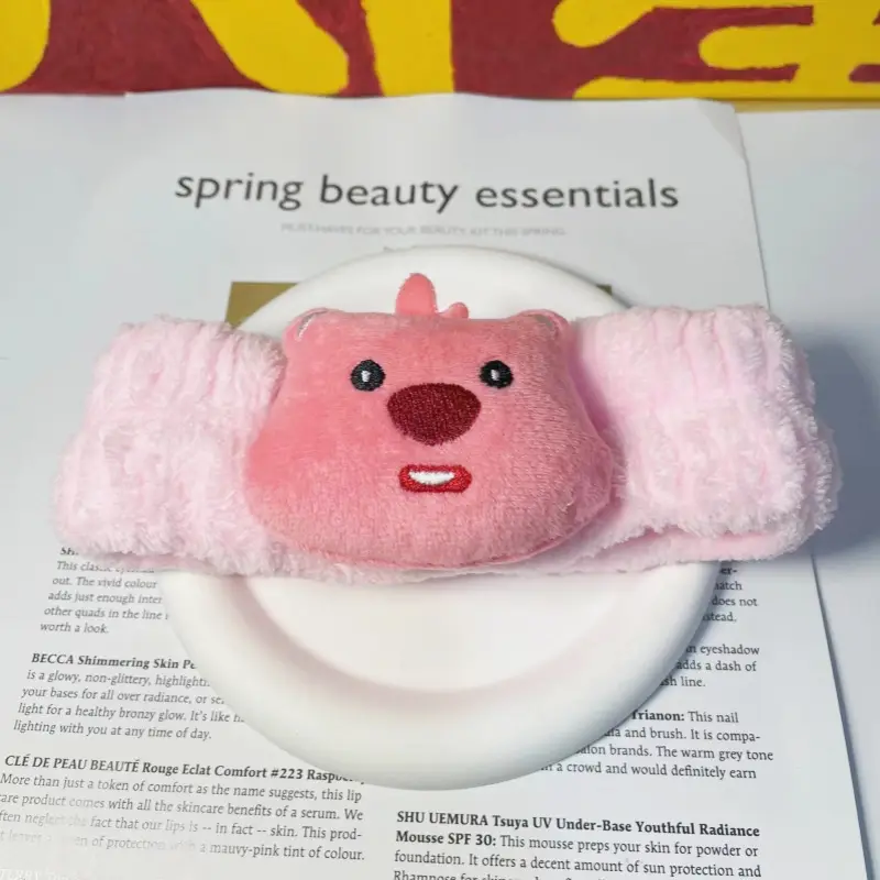 Plush Bear Hairband for Girls Pink Autumn Winter