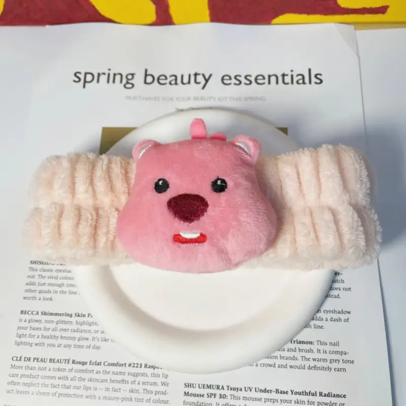 Plush Bear Hairband for Girls Pink Autumn Winter