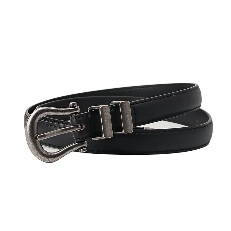 Women's Pink Leather Belt with Silver Buckle - Image 11