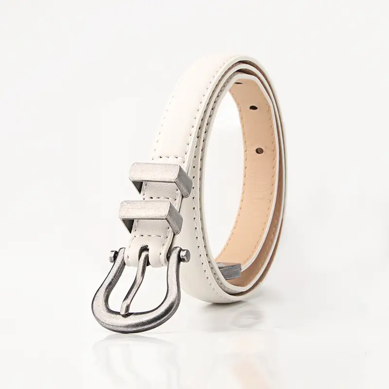 Women's Pink Leather Belt with Silver Buckle - Image 2