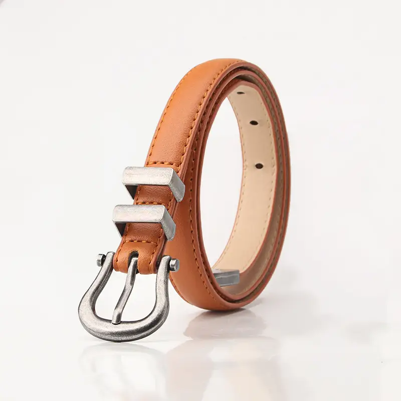 Women's Pink Leather Belt with Silver Buckle - Image 4
