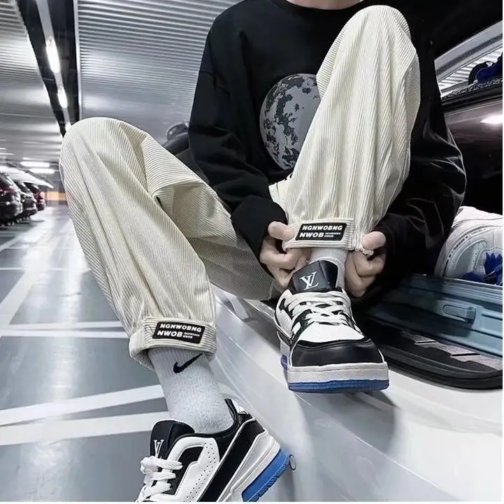 Men's Loose Ankle-Tied Velvet Sweatpants Multi Color - Image 9