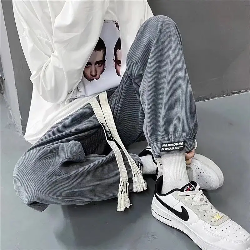 Men's Loose Ankle-Tied Velvet Sweatpants Multi Color - Image 10