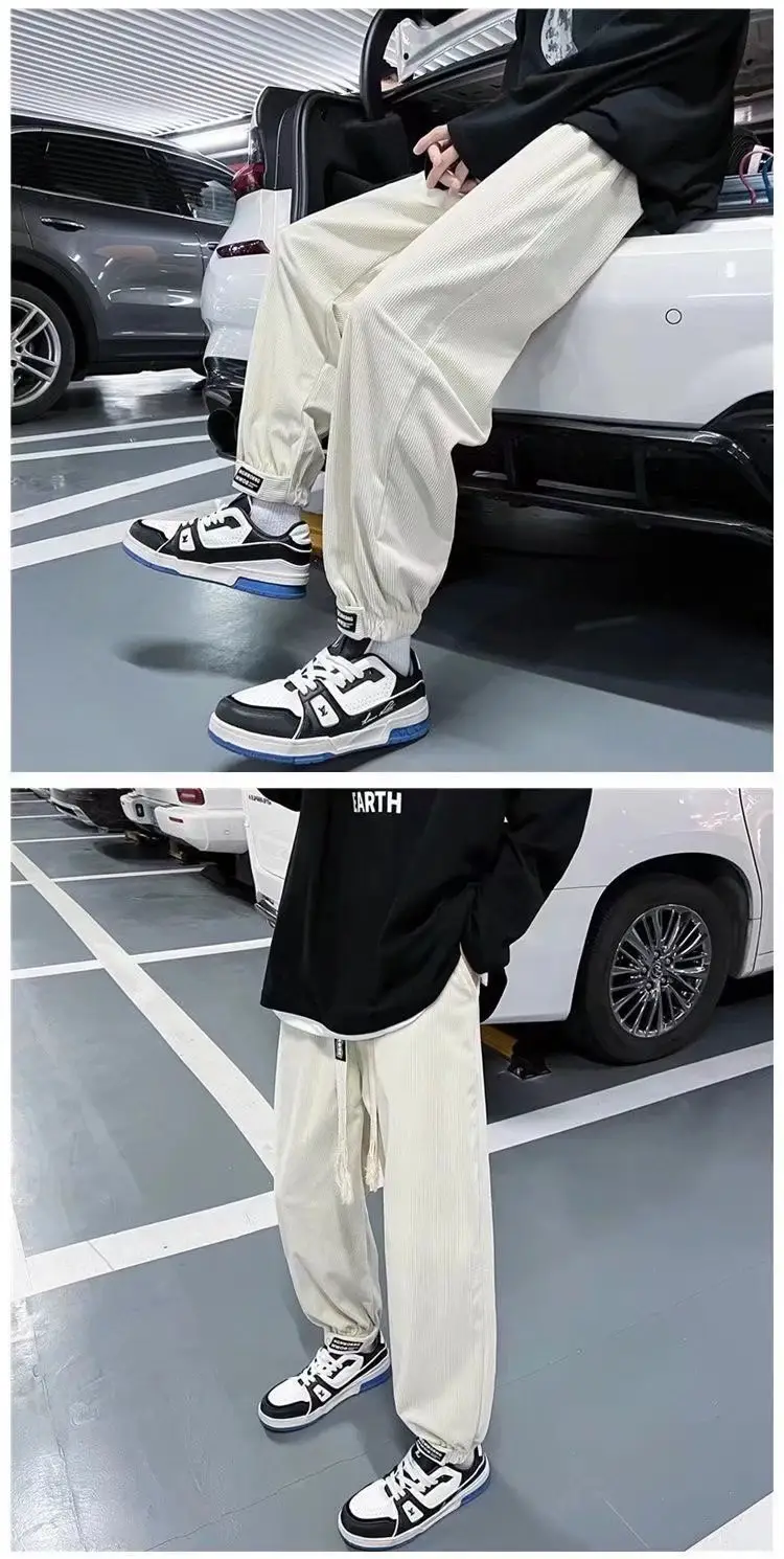 Men's Loose Ankle-Tied Velvet Sweatpants Multi Color — feature 10