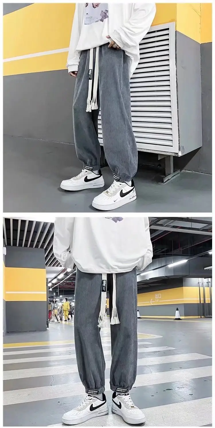 Men's Loose Ankle-Tied Velvet Sweatpants Multi Color — feature 3