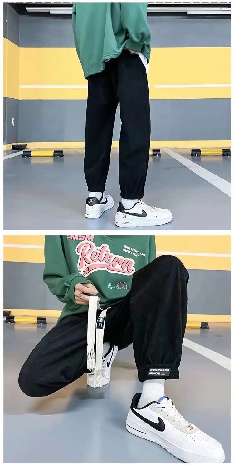Men's Loose Ankle-Tied Velvet Sweatpants Multi Color — feature 6