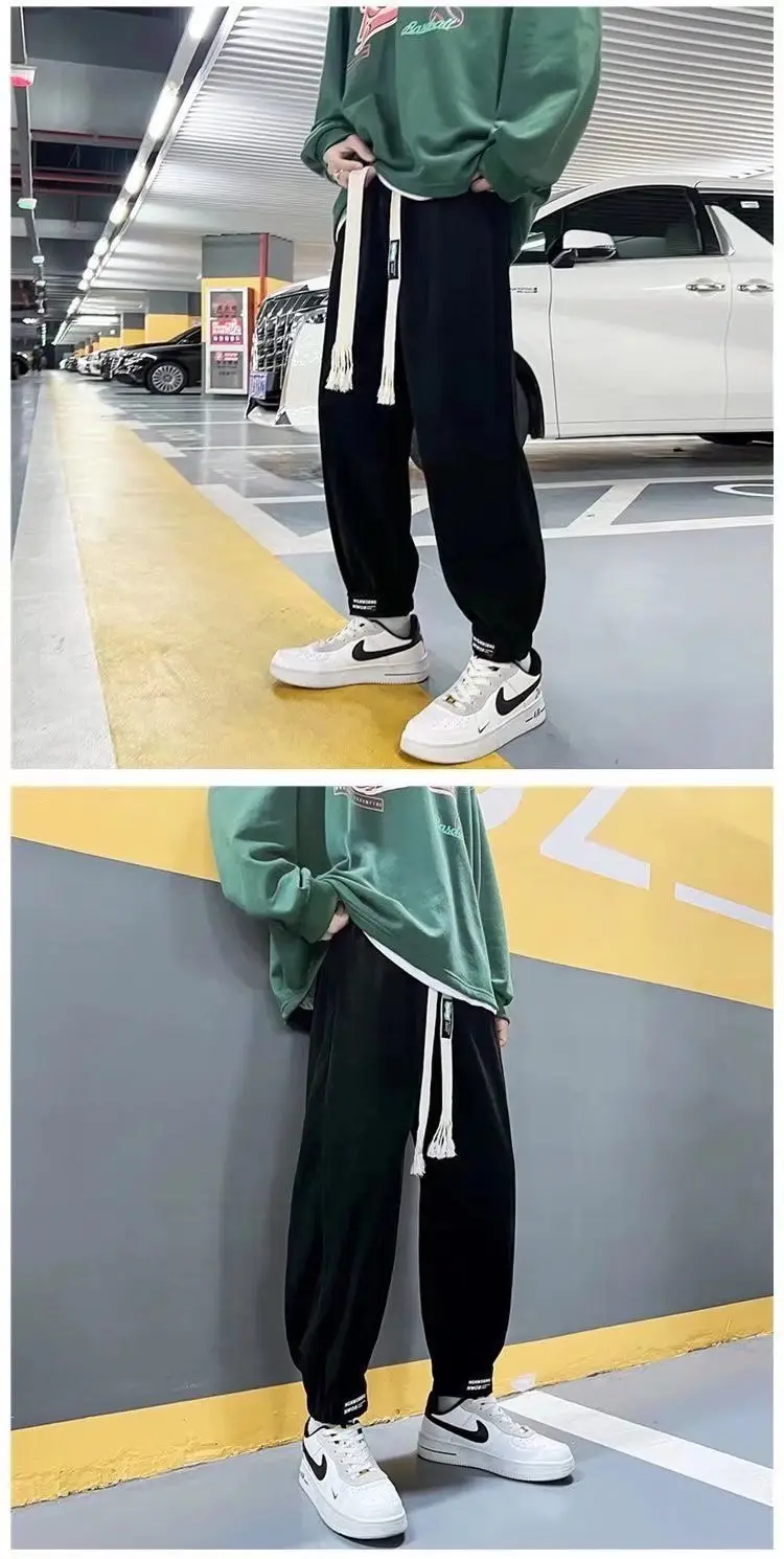 Men's Loose Ankle-Tied Velvet Sweatpants Multi Color — feature 7