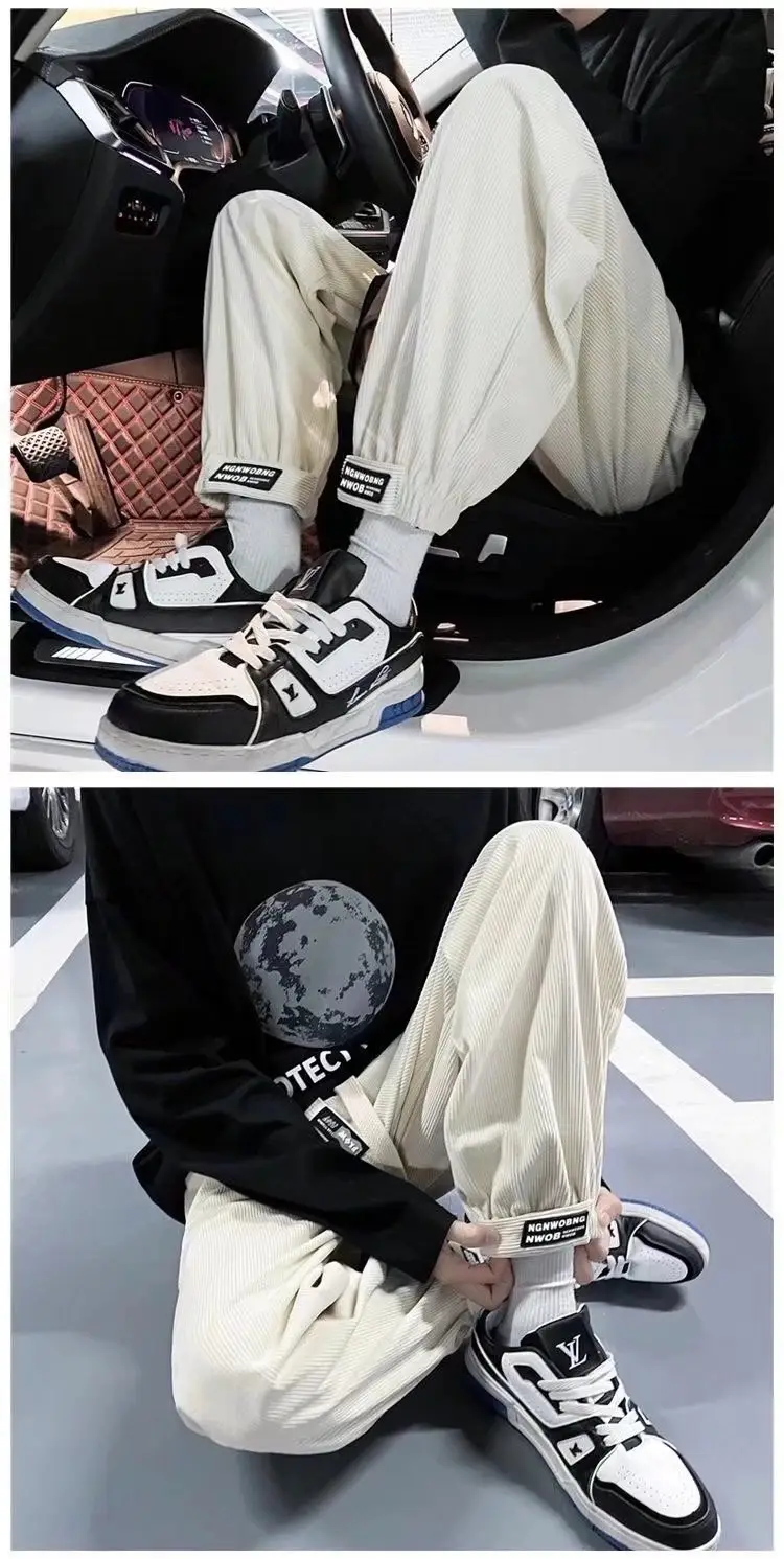 Men's Loose Ankle-Tied Velvet Sweatpants Multi Color — feature 9