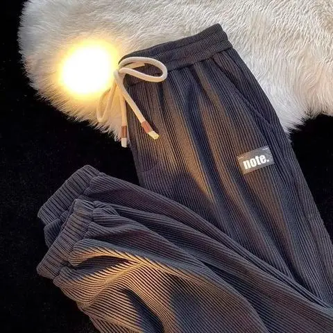 Men's Loose Ankle-Tied Velvet Sweatpants Multi Color - Image 3