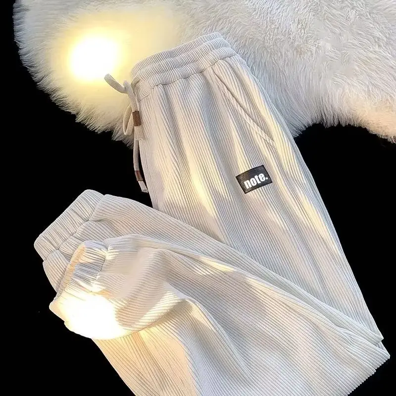 Men's Loose Ankle-Tied Velvet Sweatpants Multi Color - Image 5