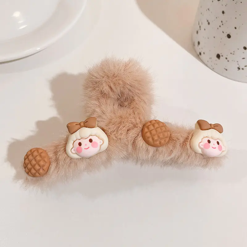 Plush Fur Hair Clip with Red Rose Design for Women - Image 10
