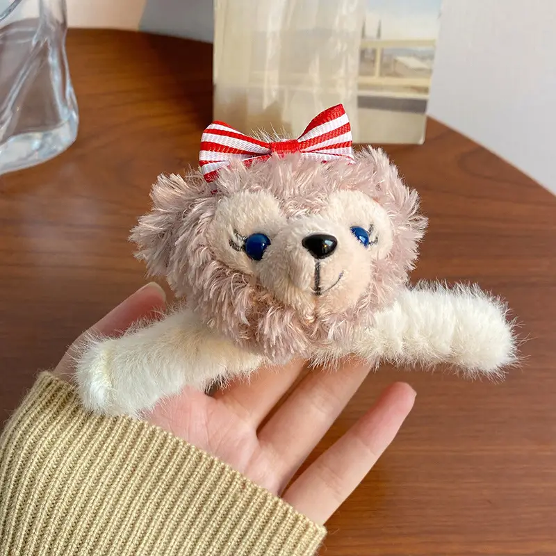 Plush Fur Hair Clip with Red Rose Design for Women - Image 15