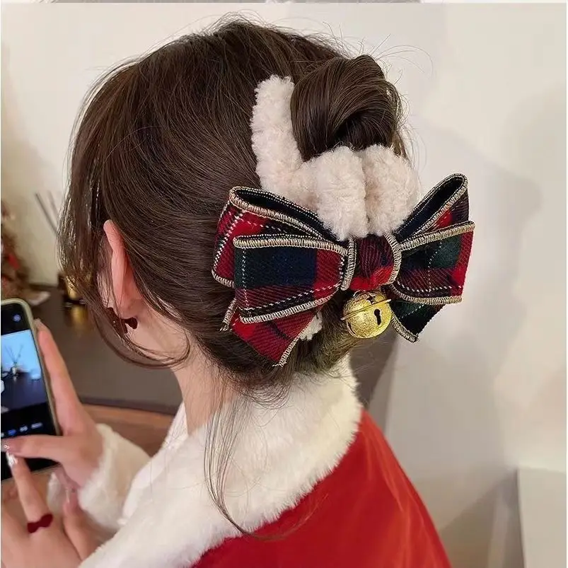 Plush Fur Hair Clip with Red Rose Design for Women - Image 36