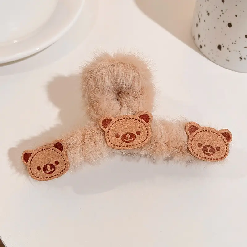 Plush Fur Hair Clip with Red Rose Design for Women - Image 9