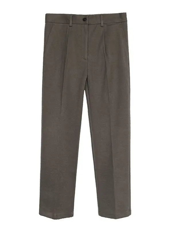 Men's Woolen Slim Fit Cropped Pants Grey - Image 6