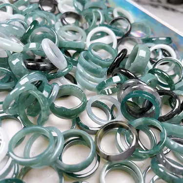 Icy Waxy Burmese Jade Ring with Hazardous Material - Image 2