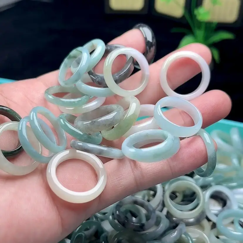 Icy Waxy Burmese Jade Ring with Hazardous Material - Image 4