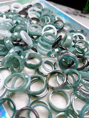 Icy Waxy Burmese Jade Ring with Hazardous Material — feature 3