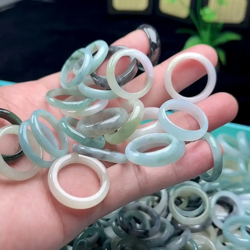 Icy Waxy Burmese Jade Ring with Hazardous Material — feature 4