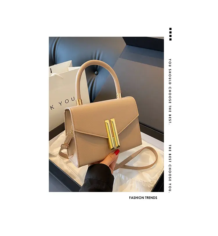 Pink Leather Shoulder Bag with Gold Clasp — feature 1