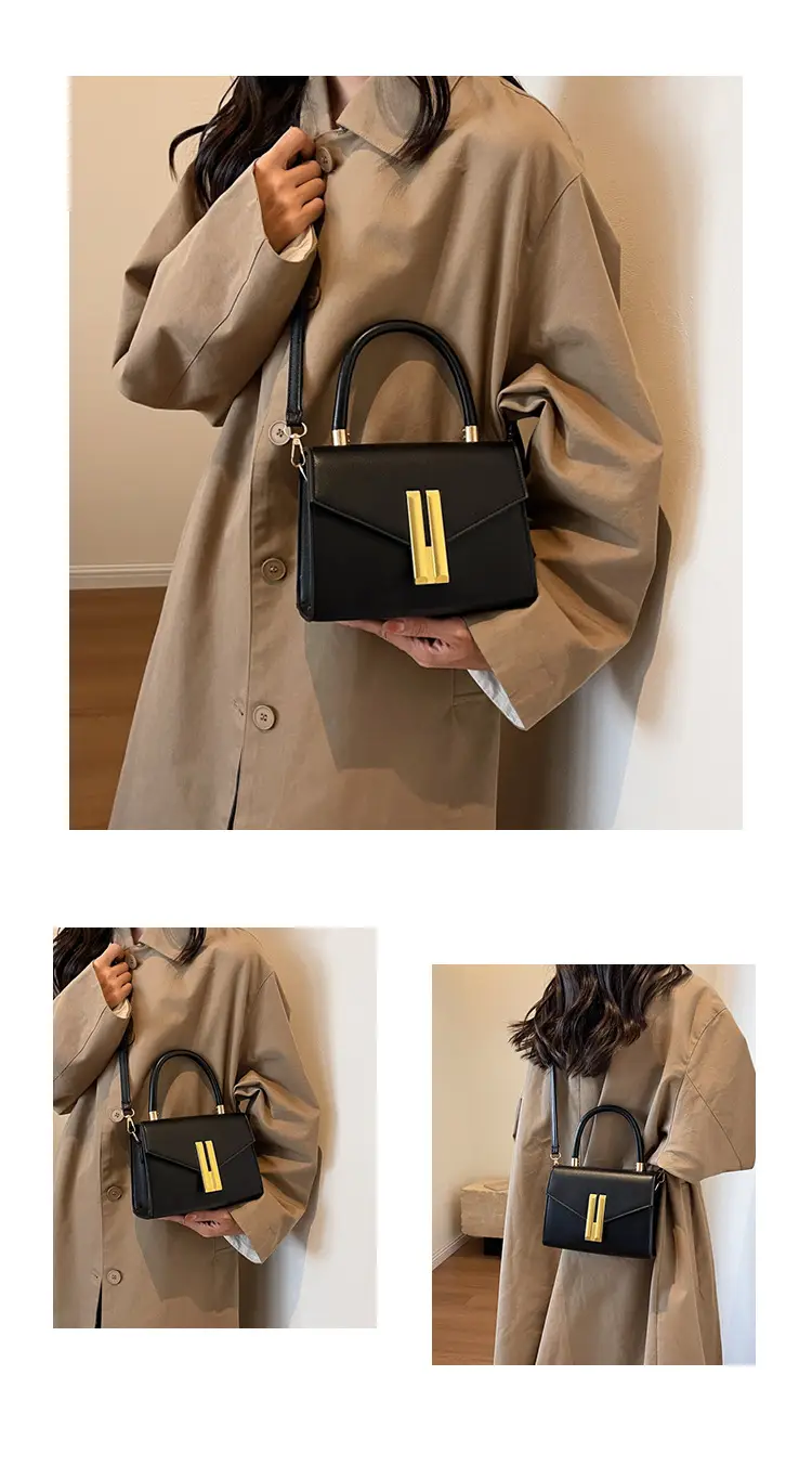 Pink Leather Shoulder Bag with Gold Clasp — feature 11