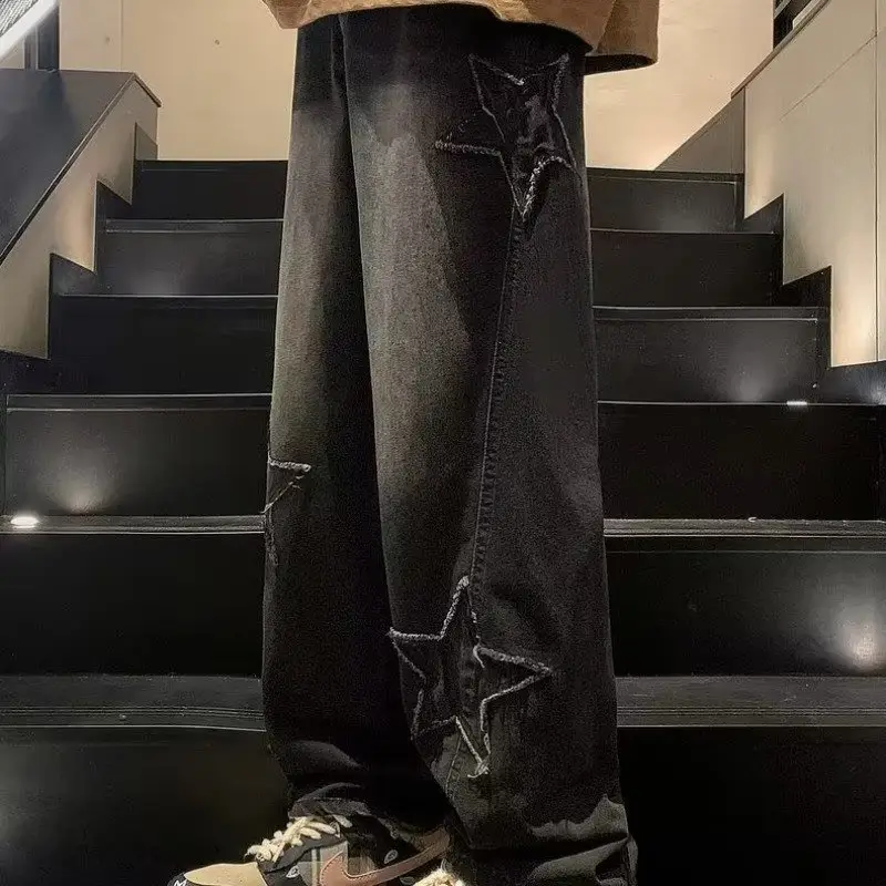 2023 Korean Star Patch Distressed Jeans Loose Slimming - Image 7